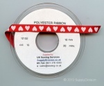 RED 10mm VALENTINE HEARTS RIBBON 20m